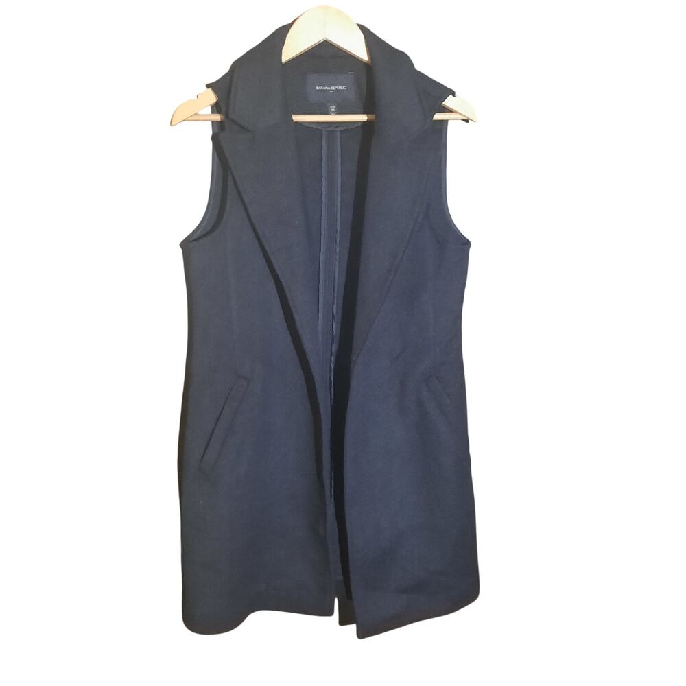 Banana Republic Womens Charcoal Sleeveless Open Front Wool Blend Vest Size M